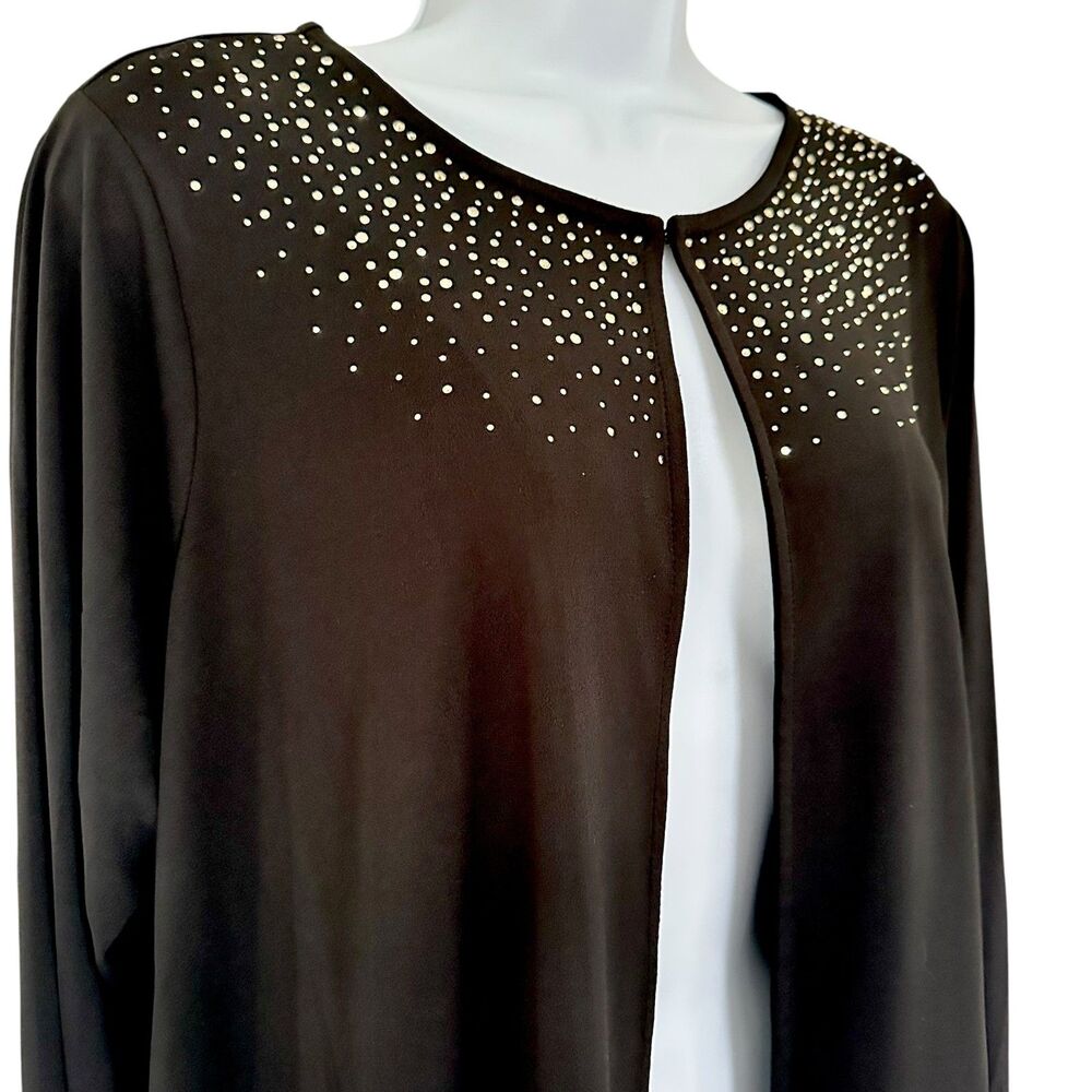 VIP Knits By Avenue Black Silver Studded Cardigan Sweater Size 14/16